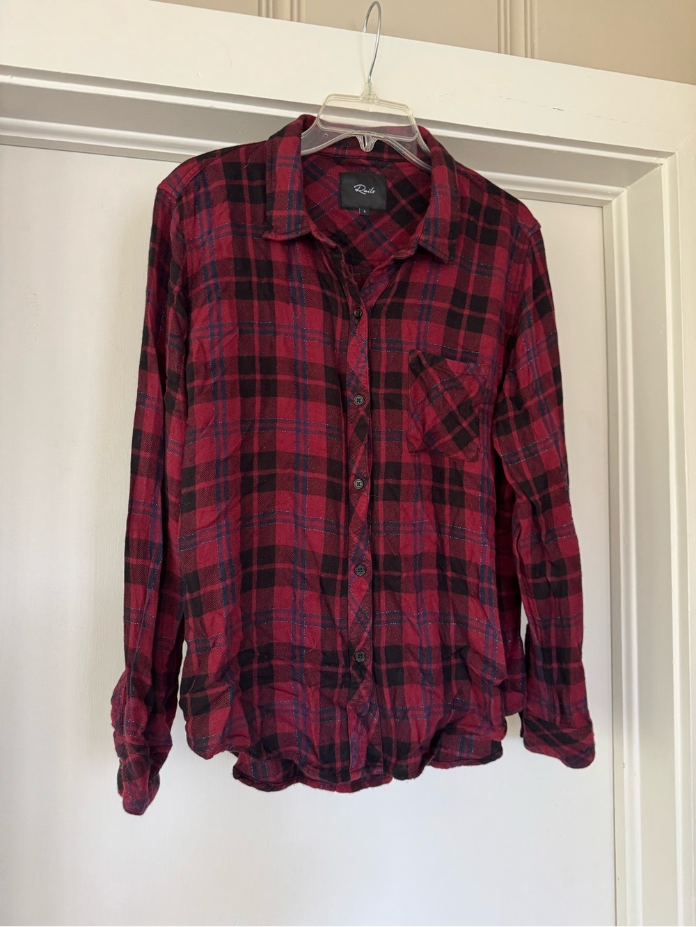Rails size Large flannel Hunter buttondown in wine/navy/black